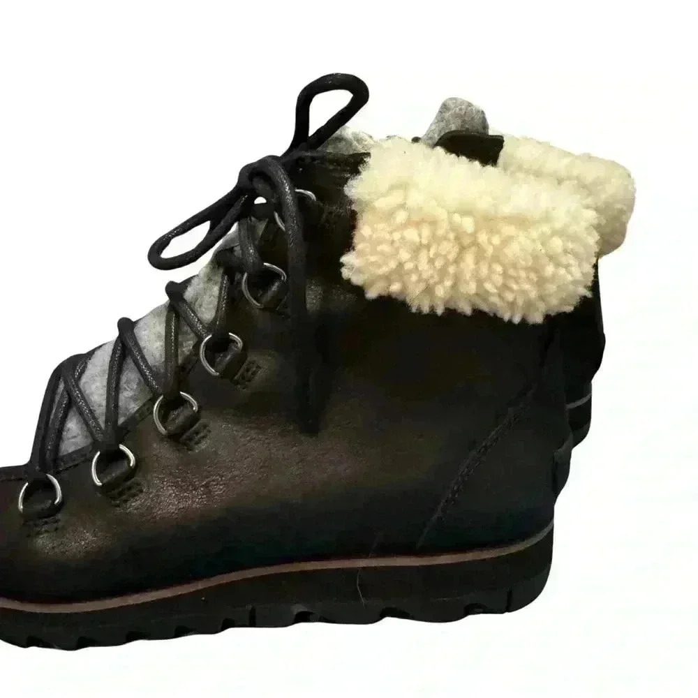 Sorel Women's Harlow Cozy Lace Up Booties Black Gray 7.5 hiking leather winter - Picture 10 of 14